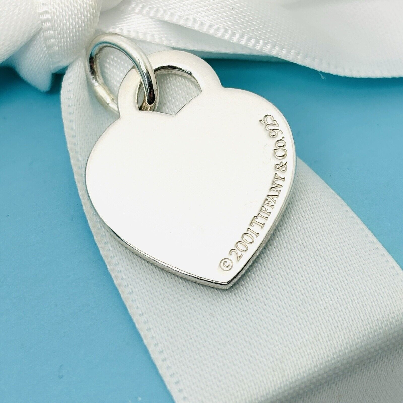 Tiffany & Co Sterling Silver Engravable Blank Heart Tag Charm or