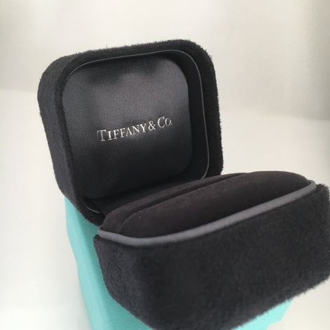 Tiffany Empty Jewelry Ring Box Blue Black Suede Presentation Storage