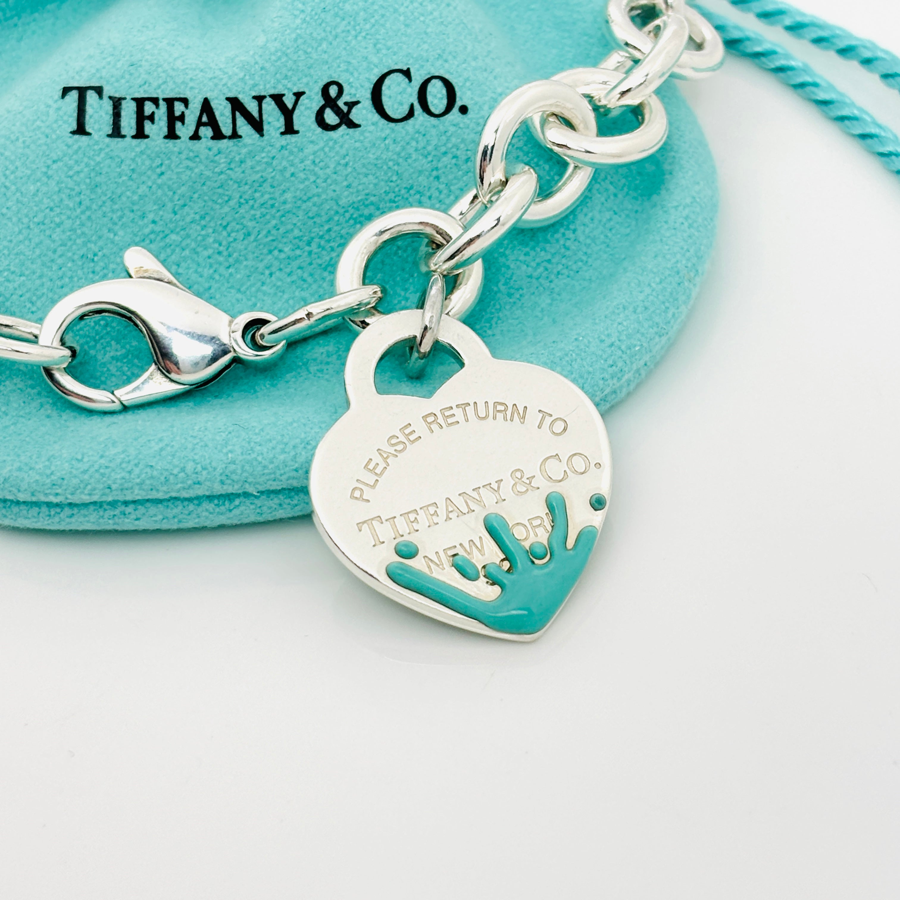 Large Return to Tiffany Blue Enamel Color Splash Heart Tag - Main Image