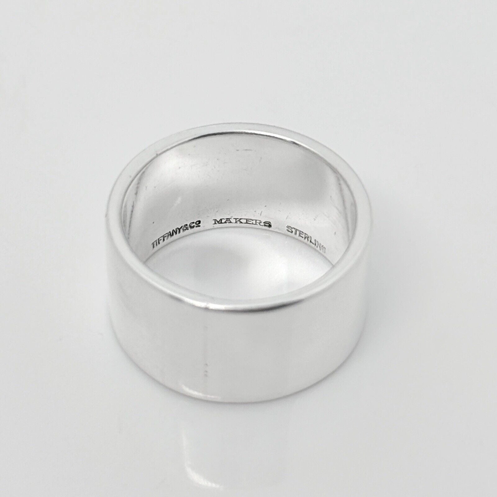 Size 7 Tiffany & Co Vintage Plain Wide Ring Band in Sterling