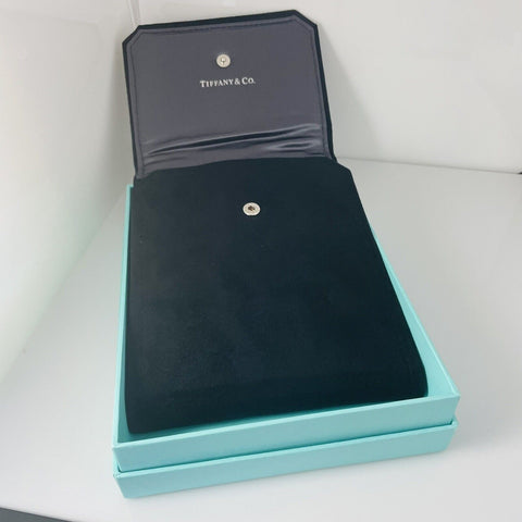 Tiffany Black Folding Suede Necklace Presentation Blue Gift Box Storage Pouch - 0