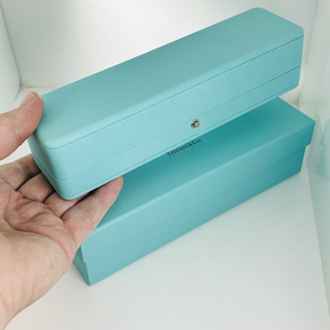 Tiffany & Co Watch or Bracelet Storage Box in Blue Leather Lux AUTHENTIC - 0