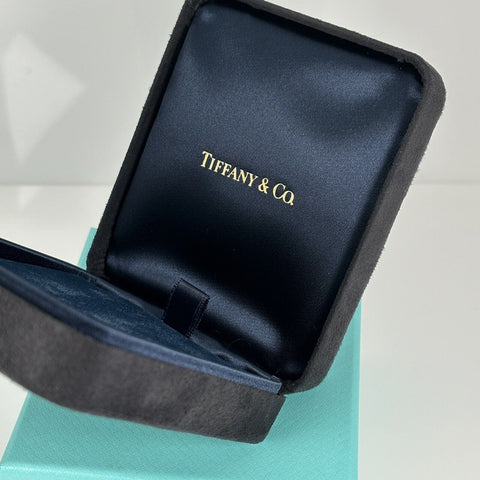 Tiffany Necklace Storage Gift Presentation Travel Black Suede Leather Blue Box