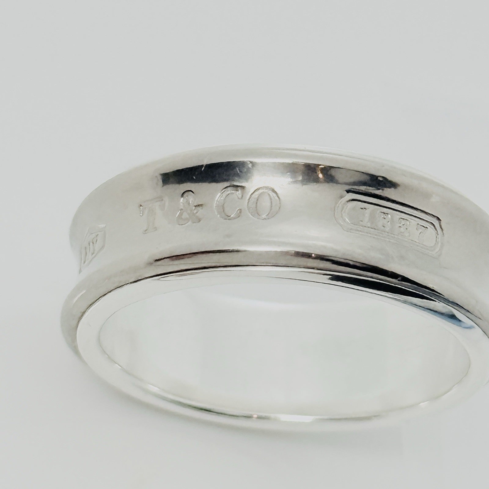 Size 10.5 Tiffany & Co 1837 Grey Titanium and Silver Ring Band 