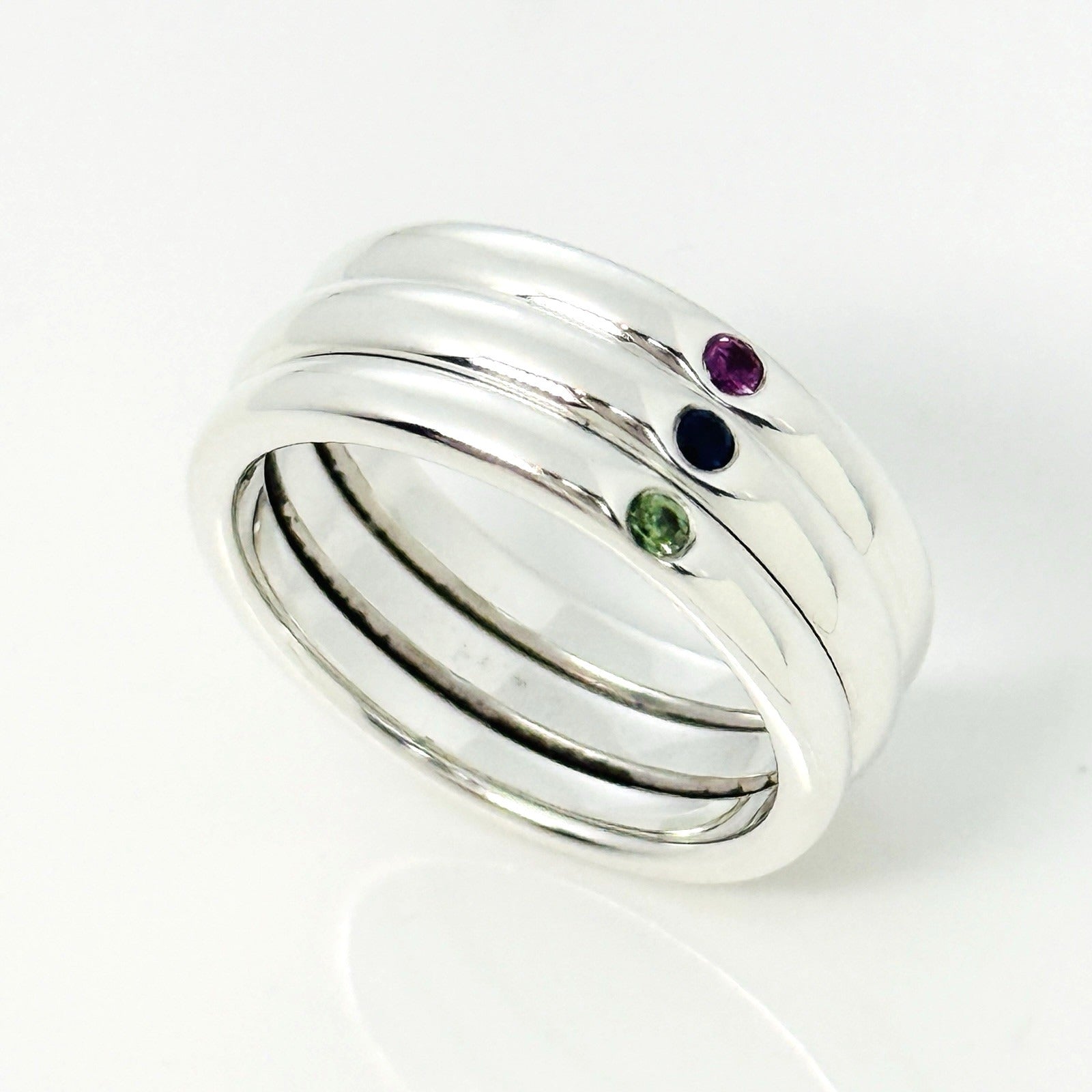 Size 7 Tiffany & Co Ruby Sapphire Emerald Stacking Ring Elsa