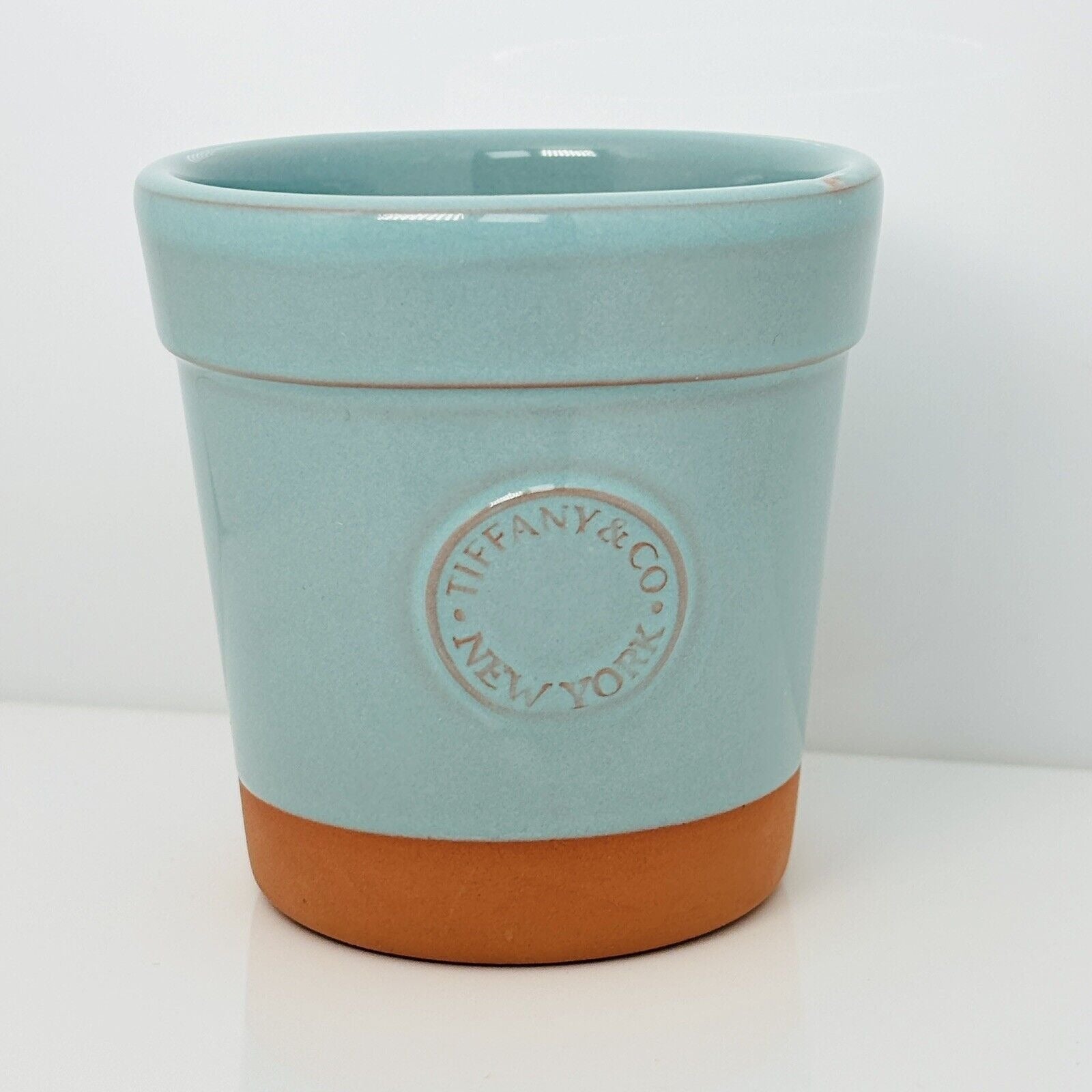TIFFANY & CO フラワーポット テラコッタ 植木鉢 ティファニー Tiffany & Co New York Terra-Cotta Terracotta Blue Glazed Flower