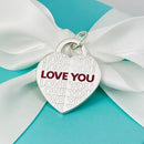 Tiffany & Co I LOVE YOU Large Red Enamel Sterling Silver Heart Tag Penda…-2