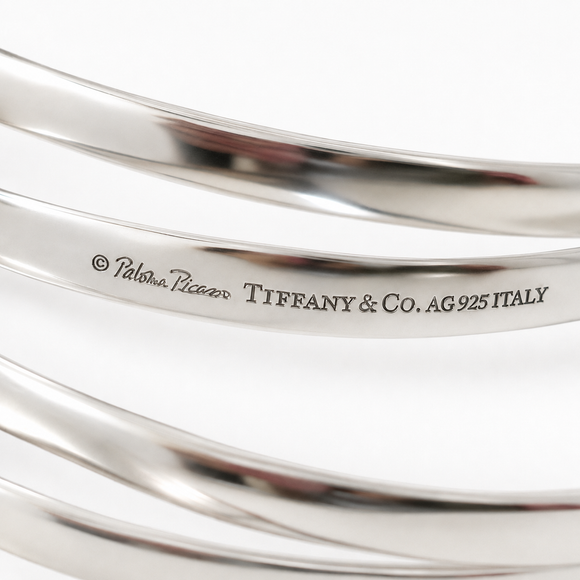 7.5" Tiffany & Co. 5 Five Band Melody Bangle Bracelet Interlocking by Paloma Picasso