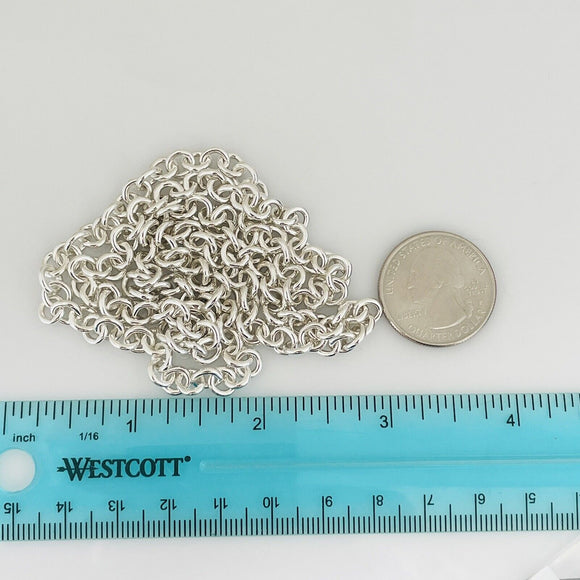 24" Tiffany & Co Large Round Link Rolo Chain Necklace Mens Unisex