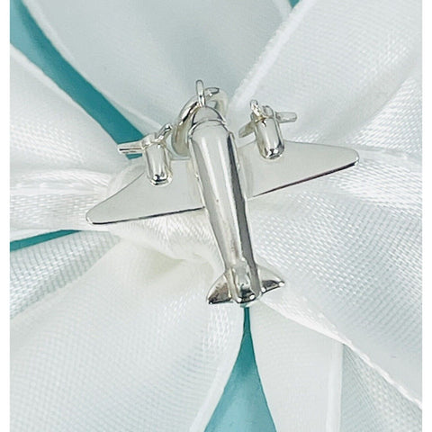 Tiffany Airplane Plane Pendant or Charm in Sterling Silver Italy FREE Shipping