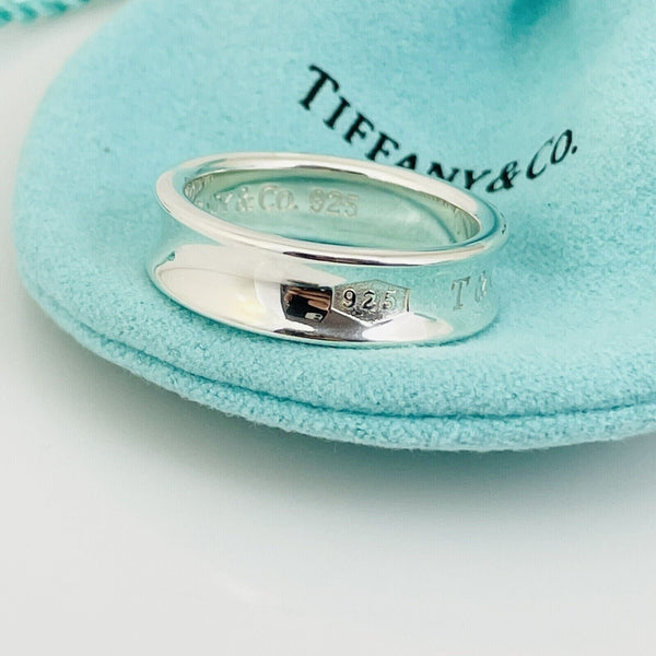 Size 10 Tiffany 1837 Ring in Sterling Silver Concave Band with Blue Pouch - 2