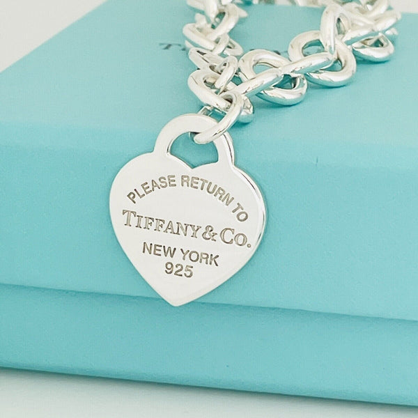 Please Return to Tiffany Heart Tag Charm Bracelet Tiffany Blue Gift Box Pouch - 5