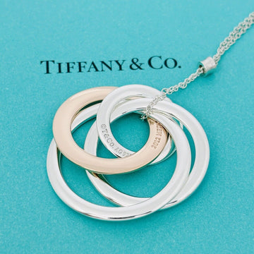 20" Tiffany 1837 4 Four Interlocking Circles Pendant Necklace in Silver & Rubedo
