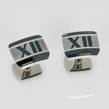 Tiffany Atlas Cufflinks in Titanium and Sterling Silver Roman Numerals XII 12
