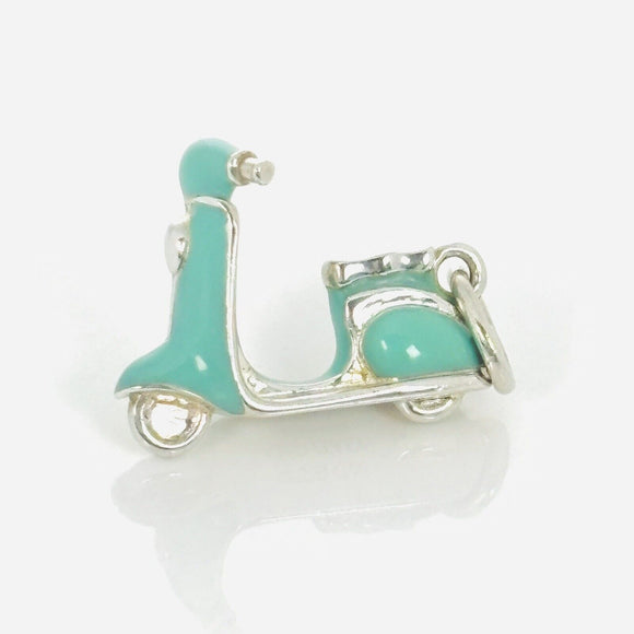 RARE Tiffany & Co Scooter Moped Charm in Blue Enamel and Sterling Silver