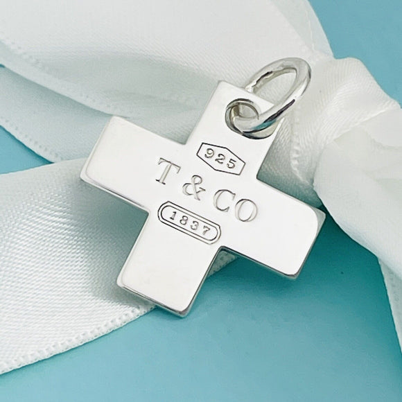 Tiffany & Co 1837 Cross Pendant Charm Mens Unisex in Sterling Silver AUTHENTIC