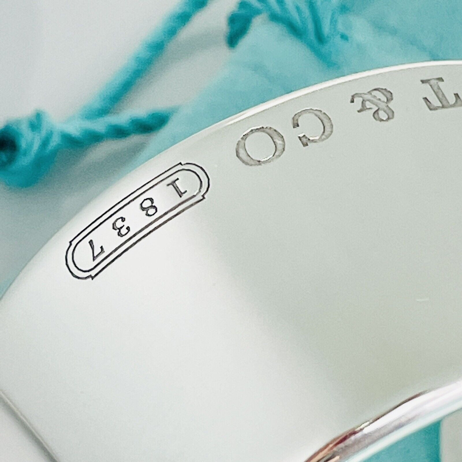 Size Small 6.25" Tiffany & Co 1837 Extra Wide Cuff Bracelet in Silver