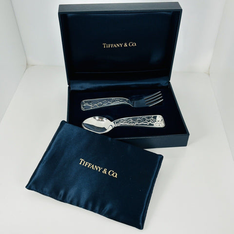 Tiffany ABC Teddy  Bear Baby Spoon and Fork Set by in Sterling Silver - 0