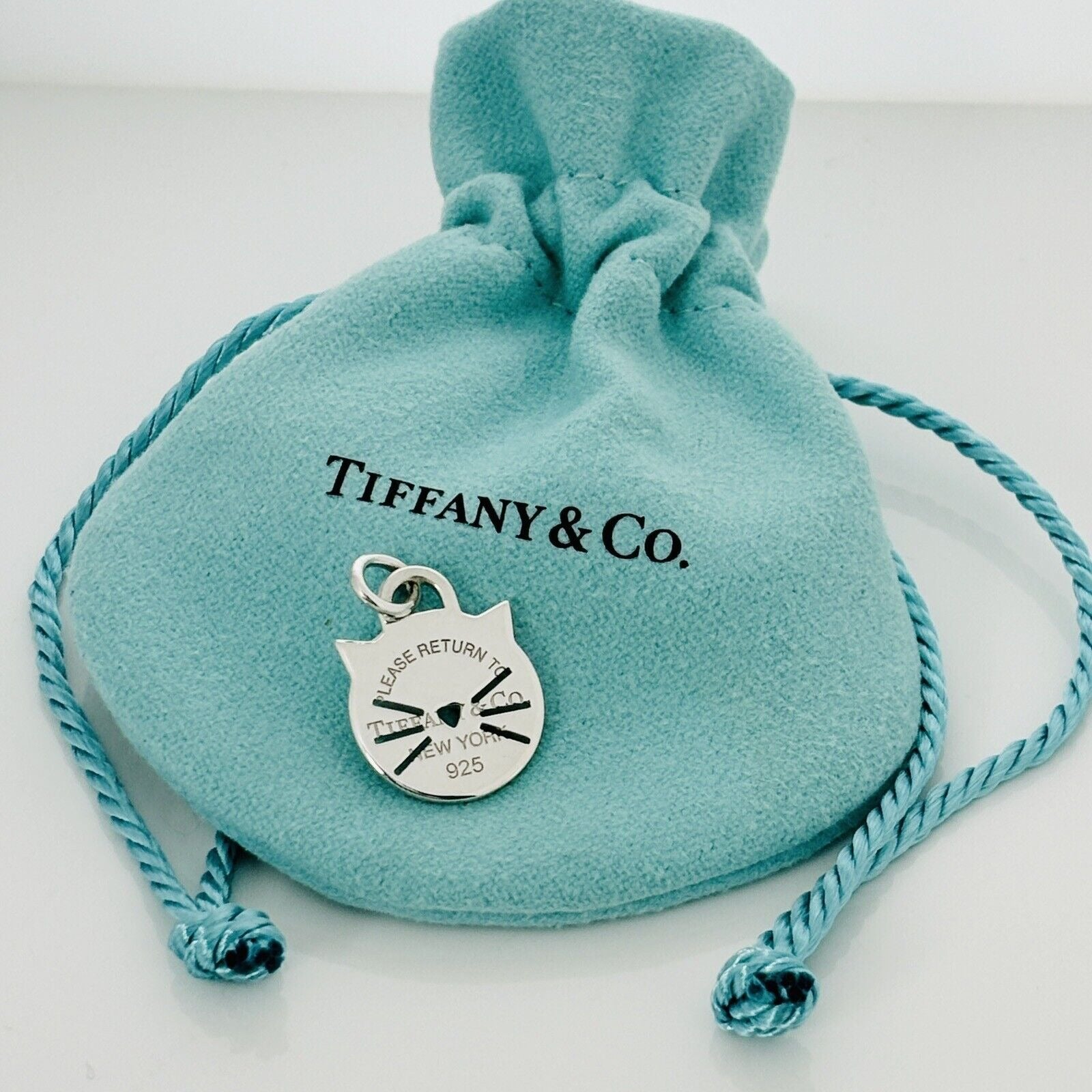 RARE Return to Tiffany Cat Kitten Tag Charm or Pendant in Sterling Silver