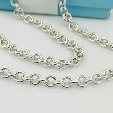 22 inch Tiffany and Co 6mm Large Round Rolo Link Chain Necklace Mens Unisex - 0