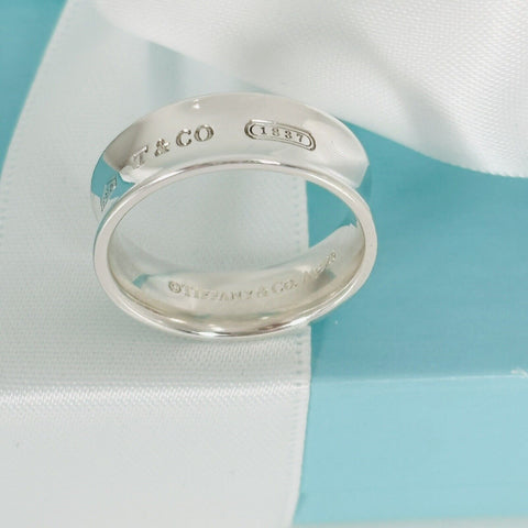 Size 7.5 Tiffany & Co 1837 Ring Concave in Sterling Silver - 0