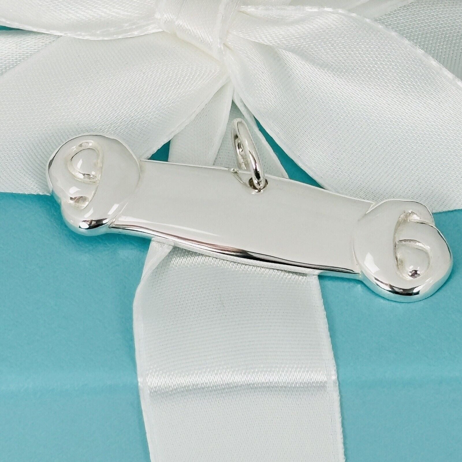 Tiffany & Co Large Dog Bone Pet Pendant Charm Engravable in Sterling Silver