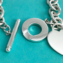 8.5" Tiffany & Co Blank Heart Tag Toggle Charm Bracelet GENUINE in Silver-8
