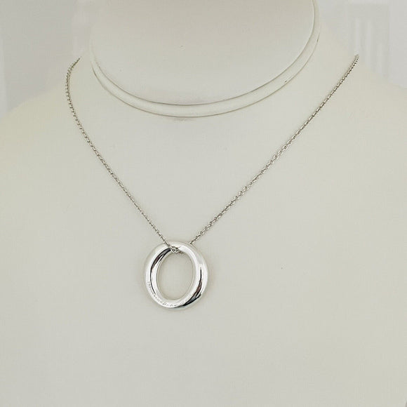 16" Tiffany & Co Elsa Peretti Sevillana O Pendant Necklace Sterling Silver
