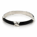 Tiffany & Co Signature X Black Enamel Bangle Bracelet 7.5" in 925 Silver-3