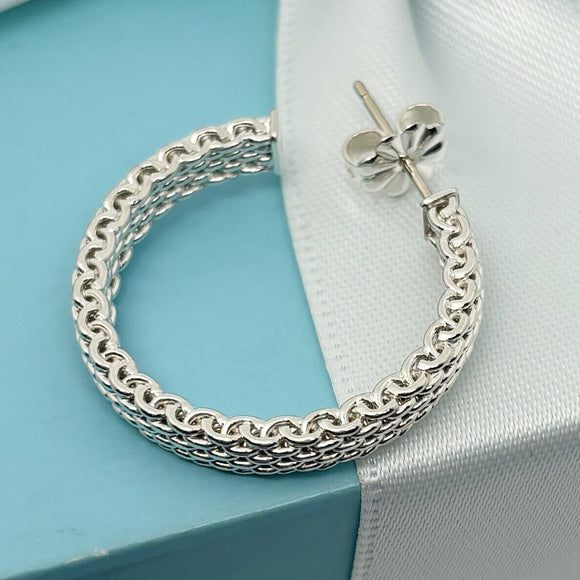1 Tiffany & Co Somerset Mesh Hoop Huggie Earring Large 1.0" Single Replacement