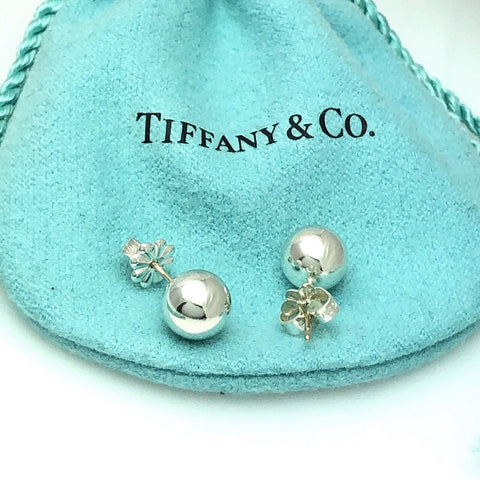 Tiffany & Co HardWear Bead Ball Earrings 8mm in Sterling Silver AUTHENTIC - 0
