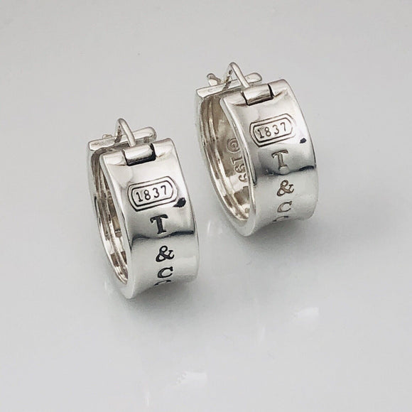Tiffany & Co T&CO 1837 Hoop Huggie Earrings  in Sterling Silver