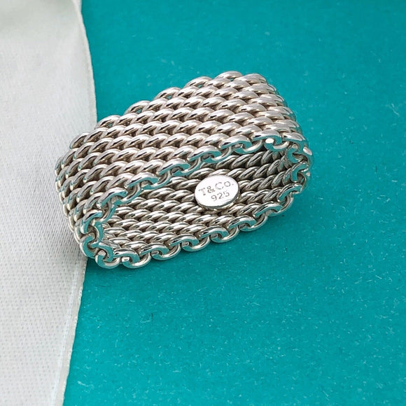 Size 5 Tiffany & Co Sterling Silver Somerset Mesh Weave Ring