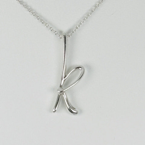 16" Tiffany Letter K Alphabet Initial Pendant Chain Necklace by Elsa Peretti