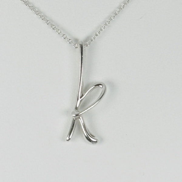 16" Tiffany Letter K Alphabet Initial Pendant Chain Necklace by Elsa Peretti - 1
