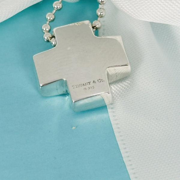 16" Tiffany & Co Cross on Bead Chain Necklace in Sterling Silver - 4