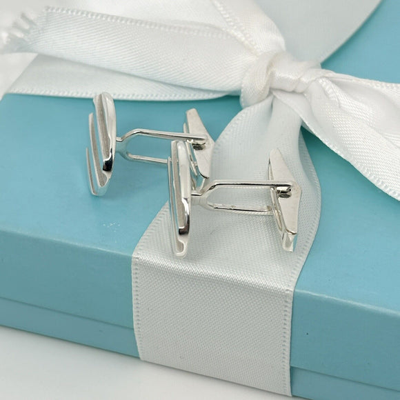 Tiffany & Co Oval Groove Cufflinks in Sterling Silver