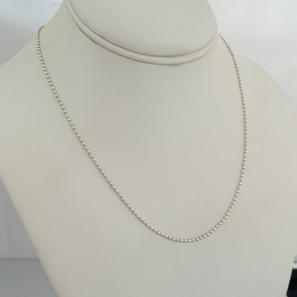 18" Tiffany & Co Sterling Silver Bead Necklace Dog Chain with Lobster Clasp