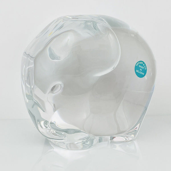 Tiffany & Co Crystal Elephant Statue or Paperweight Large and Heavy - 1