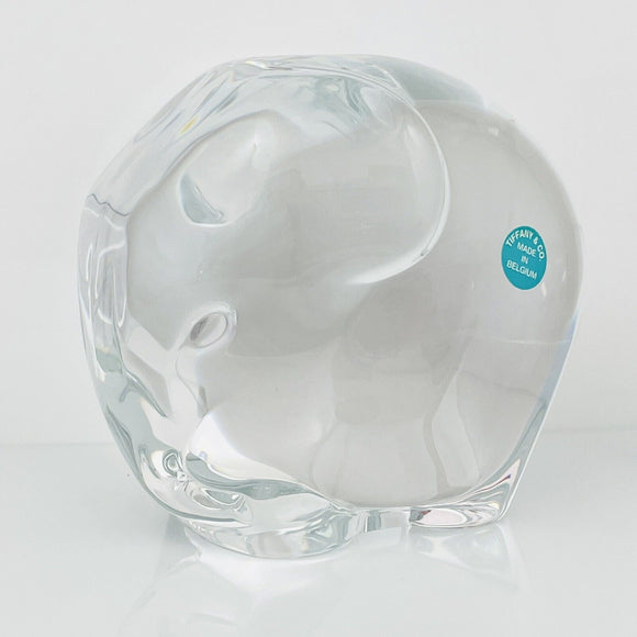 Tiffany & Co Crystal Elephant Statue or Paperweight Large and Heavy