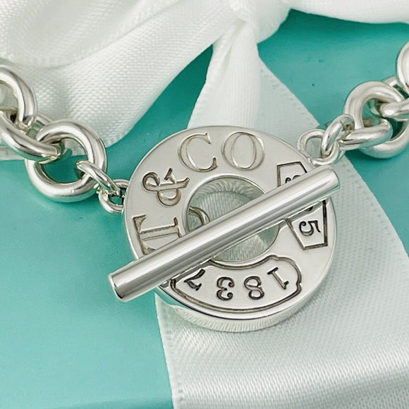 8.25" Large Tiffany & Co Sterling Silver 1837 Mens Unisex Toggle Bracelet