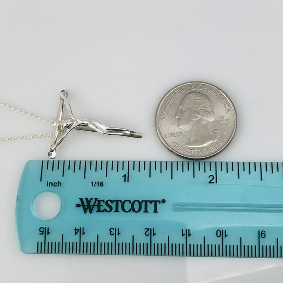 18" Tiffany & Co 27mm Sterling Silver Crucifix Elsa Peretti Cross Necklace