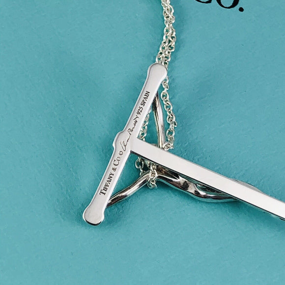 18" Tiffany & Co 27mm Sterling Silver Crucifix Elsa Peretti Cross Necklace
