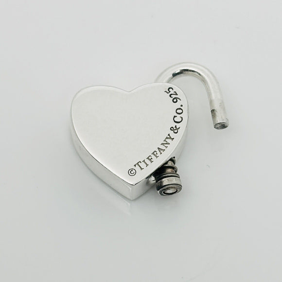 Tiffany & Co Blank Engravable Heart Padlock Charm Pendant in Sterling Silver