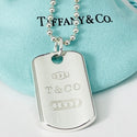 24" Tiffany & Co 1837 Dog ID Tag on Bead Chain Necklace Mens Unisex - 1