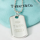 24" Tiffany & Co 1837 Dog ID Tag on Bead Chain Necklace Mens Unisex-1