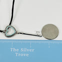 20" Tiffany & Co Large Blue Enamel Heart Tag Key Pendant Beaded on Silk Cord - 7