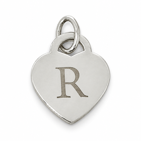 Tiffany & Co. Letter R Heart Pendant or Charm Notes Alphabet in 925 Silver