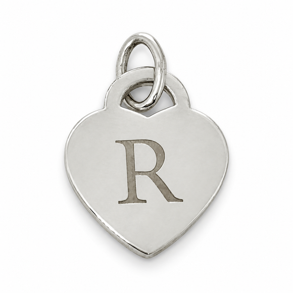 Tiffany & Co. Letter R Heart Pendant or Charm Notes Alphabet in 925 Silver