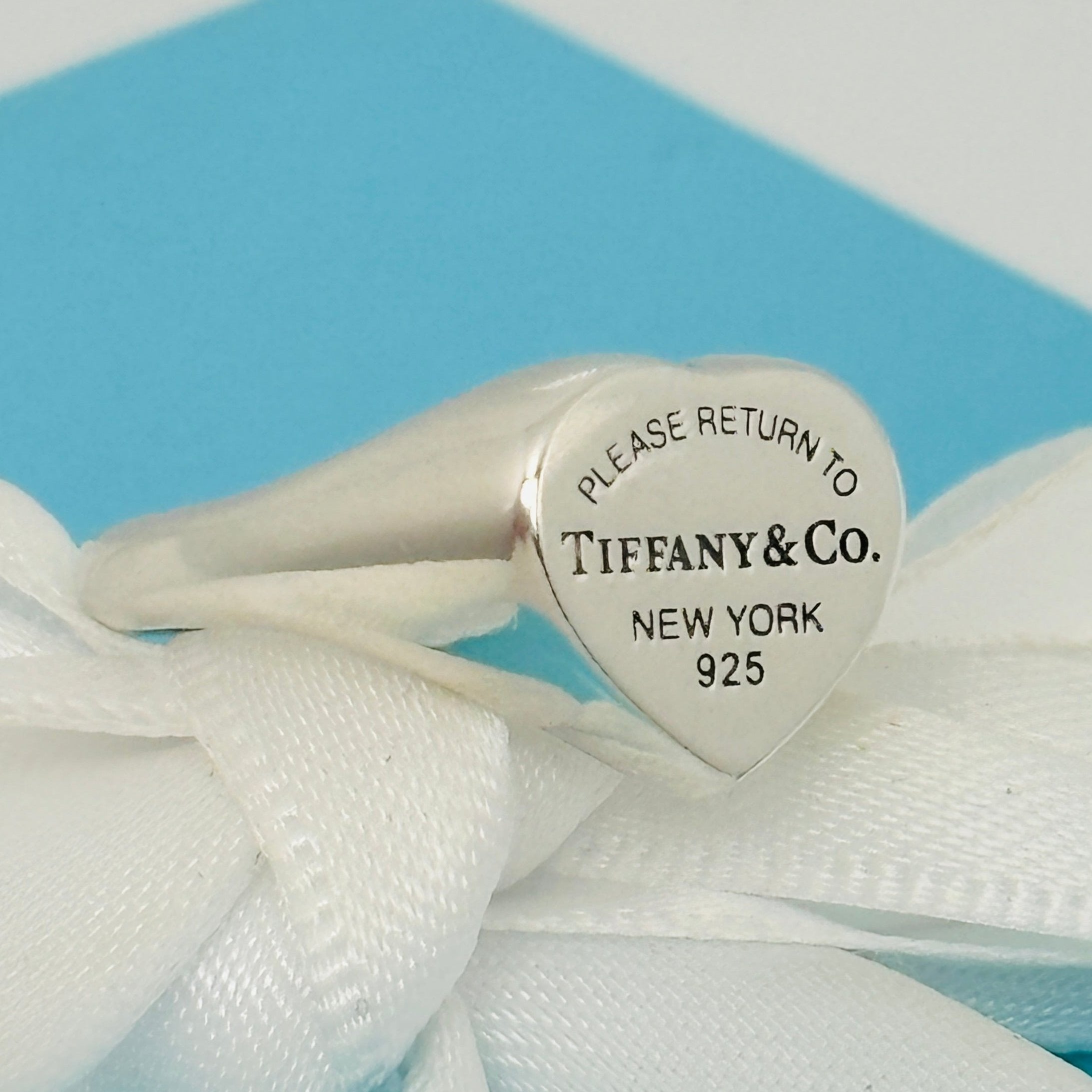 Size 5.5 Return to Tiffany Heart Signet Ring in Sterling Silver